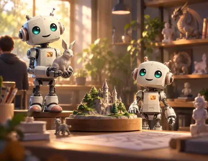 親しみやすいサービスロボットの3Dモデルの例