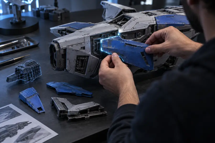 A completed 3D model concept shown after generation